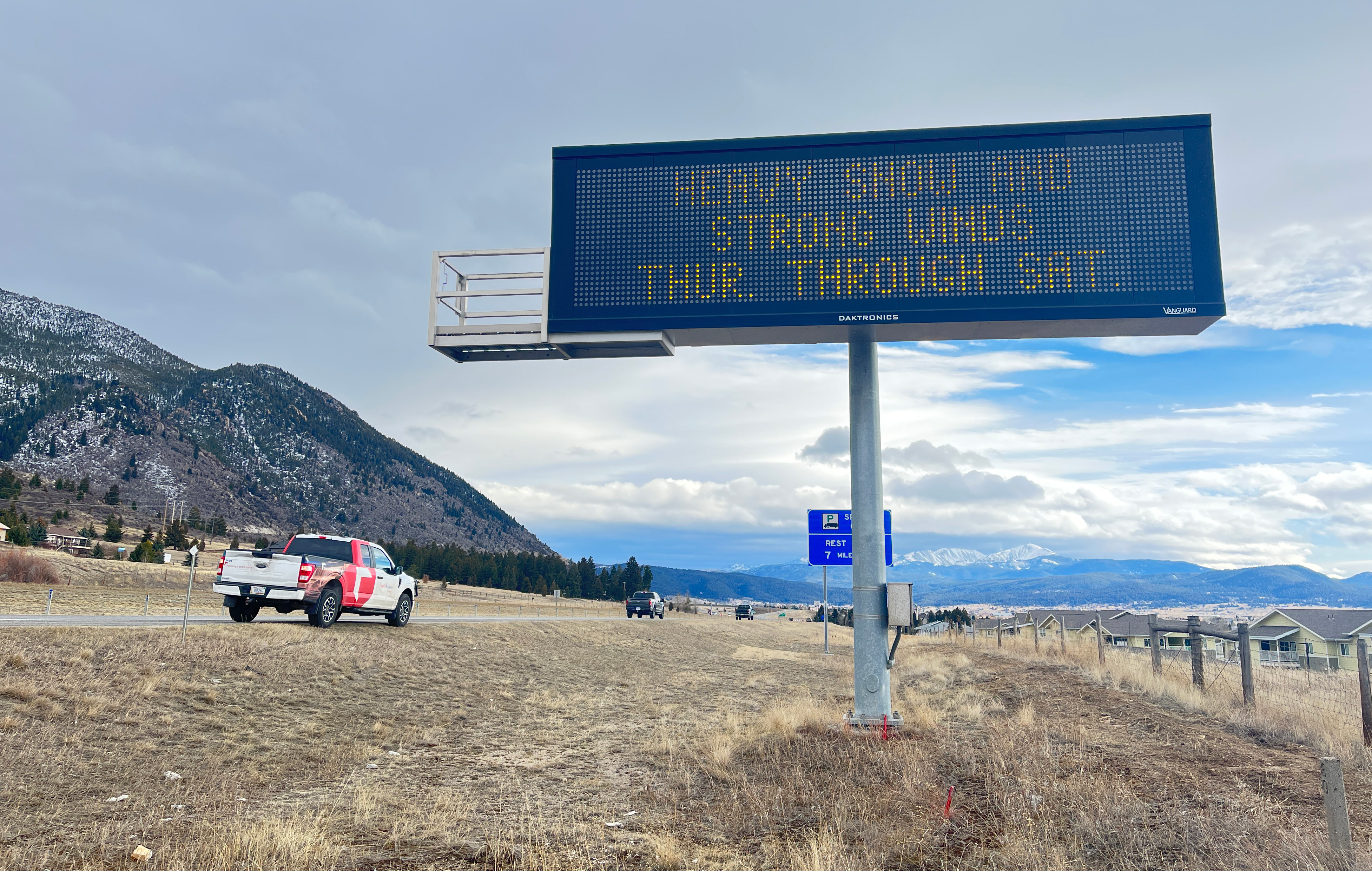weather message sign along highway